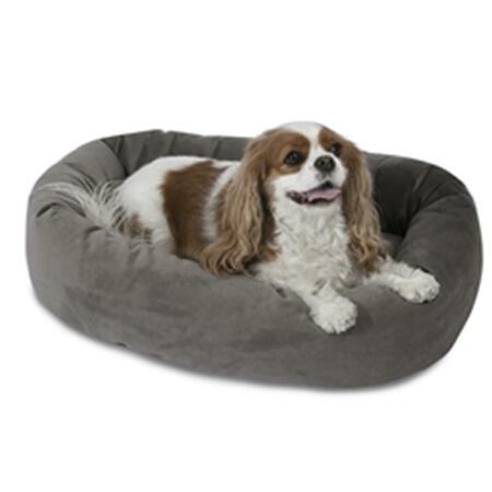MAJESTIC PET 24 in. Gray Suede Bagel Dog Bed 78899567203